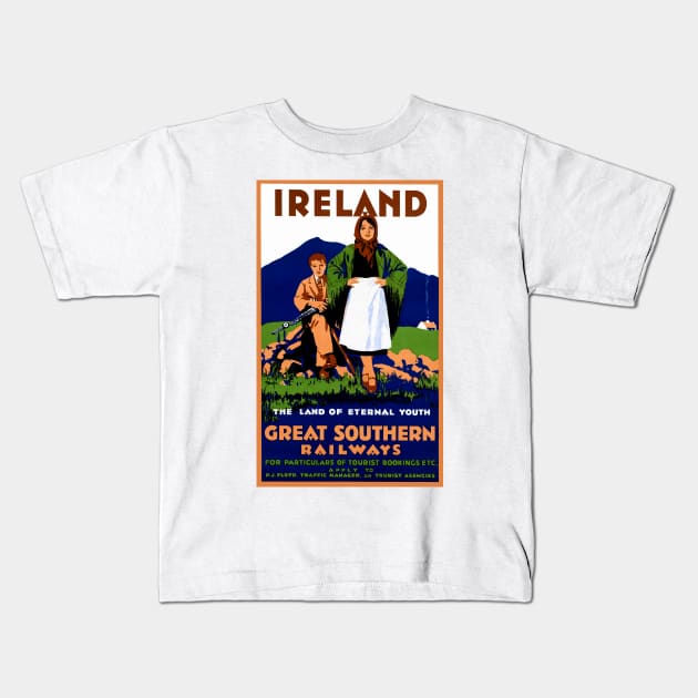 Vintage Travel Poster Ireland Great Southern Railways Kids T-Shirt by vintagetreasure